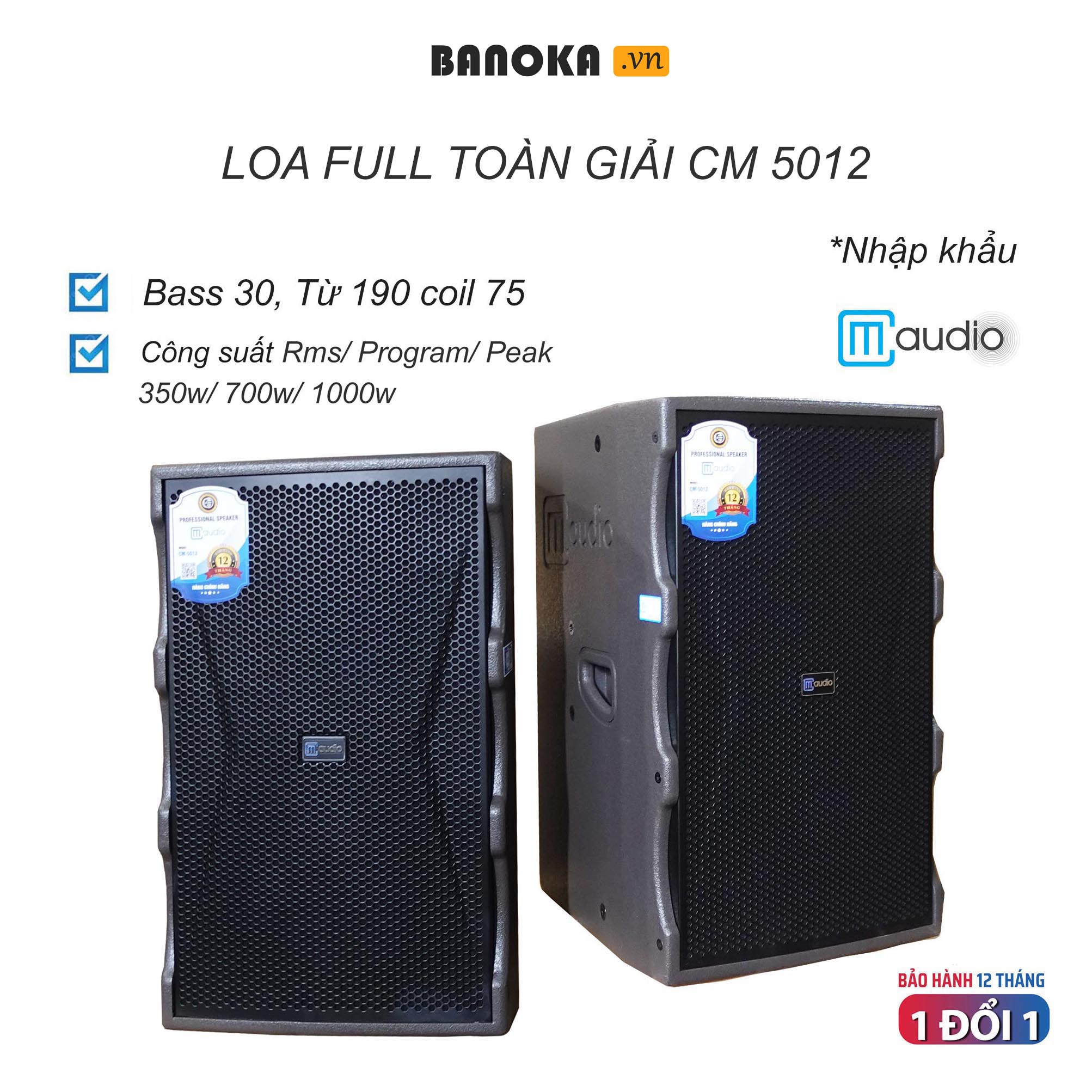 [Nhập khẩu] Loa Full Toàn Giải cao cấp CM 5012 Bass 30, Từ 190 coil 75 độ nhạy 100 dB - Bảo hành 12 tháng